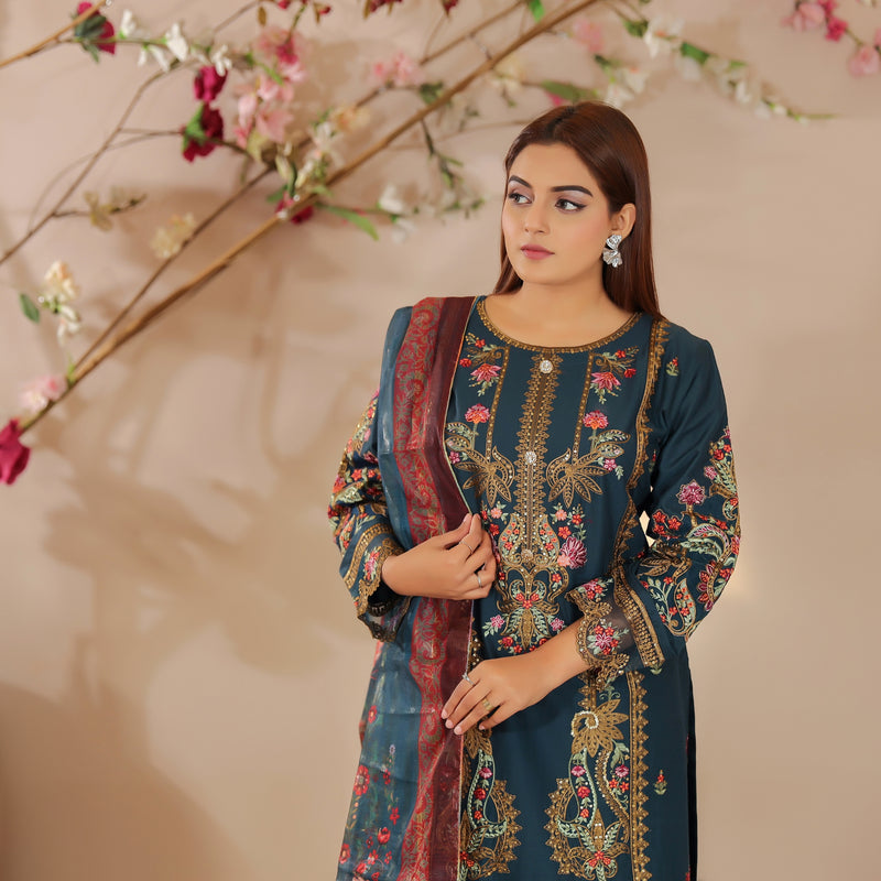 DE-14: Festive Glow Kurti Set – Elegant Embroidered Edition