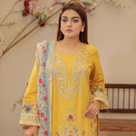 DE-04: Sunset Glow Eid Ensemble – Luxury Lawn Eid Collection