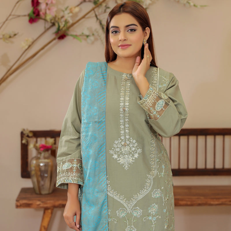 DE-11: Luxe Embroidered Lawn Suit – Premium Festive Collection